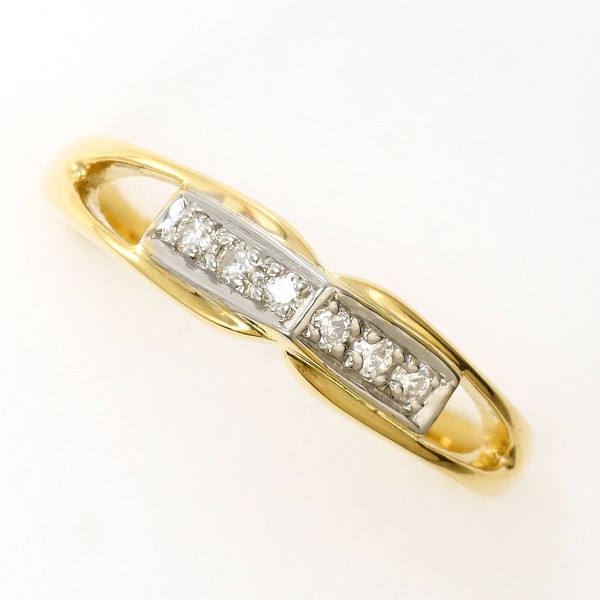 K18 18金 YG イエローゴールドWG リング 指輪 9.5号 ダイヤ ジュエリー 中古