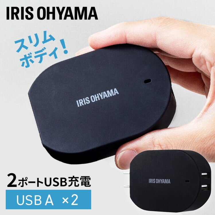 USB充電器 Type-A 2ポート充電器 同時充電 折り畳み式 旅行 出張 持ち運び コンセント スマートフォン タブレット モバイル機器 スリム コンパクト 折りたたみ PSE ブラック　メガ割 7,297円