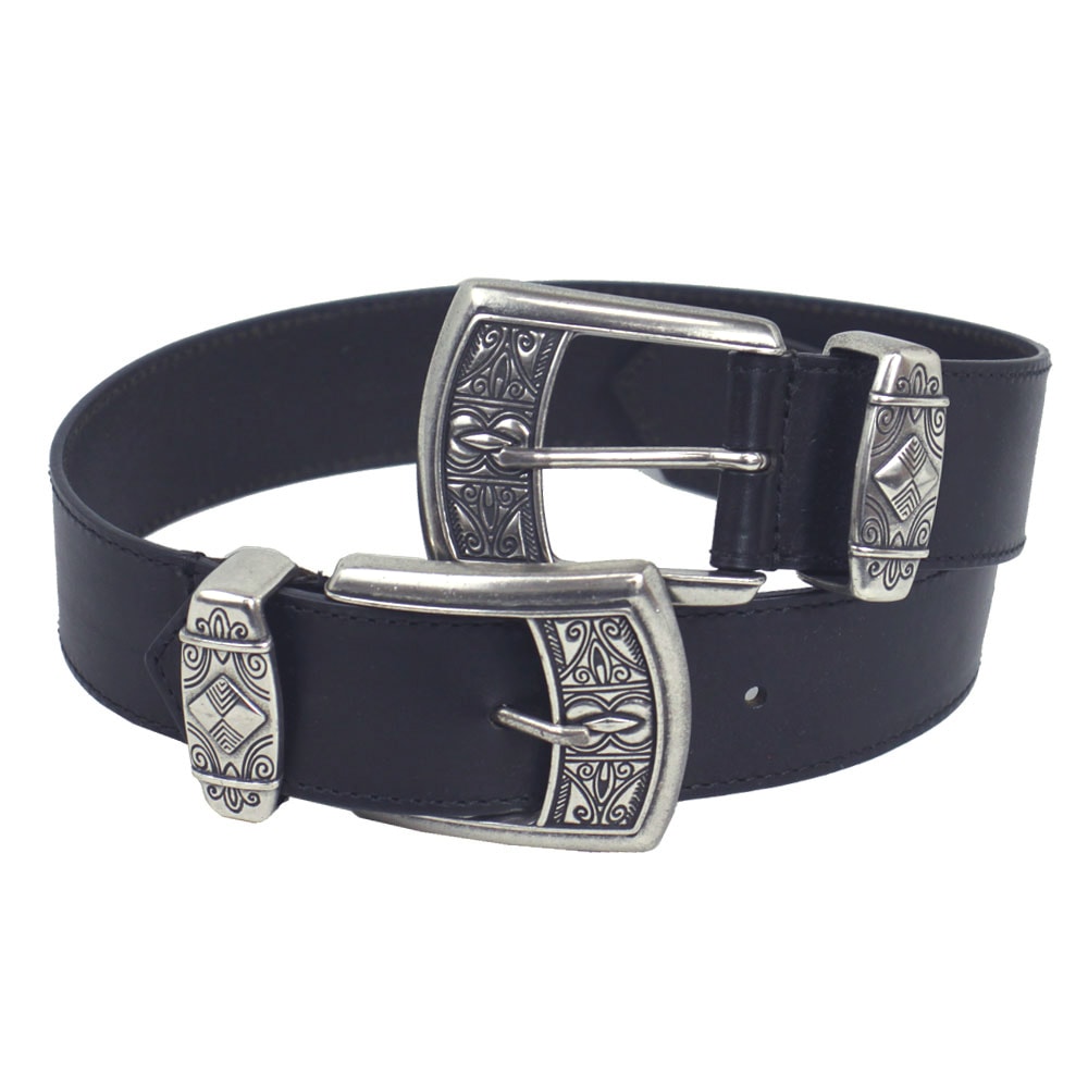 ベルト レディース ダブルバックル レザー ブラック 28インチ 70cm 1N238 2174 0001