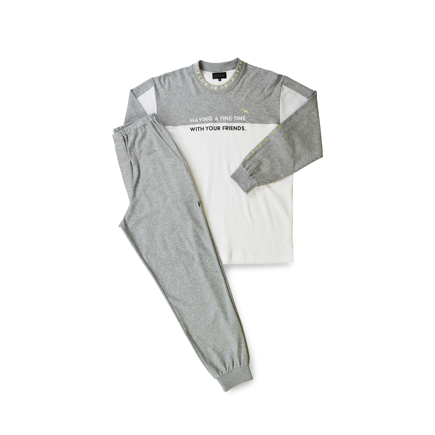 ルームウェア 部屋着 パジャマ セットアップ ナイトウェア 長袖 メンズ ニット グレー ネイビー 0214-95