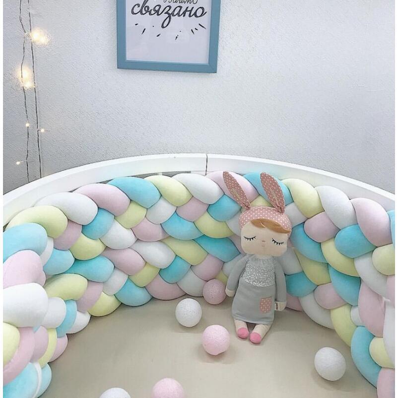 寝返り防止クッション 3.6M 4M 4本編み INS ベッドガード 赤ちゃん ノットクッション クッション ベッドサイド ベッドバンパー 結び目 部屋飾り 北欧 癒しアイテム 布団落下防止