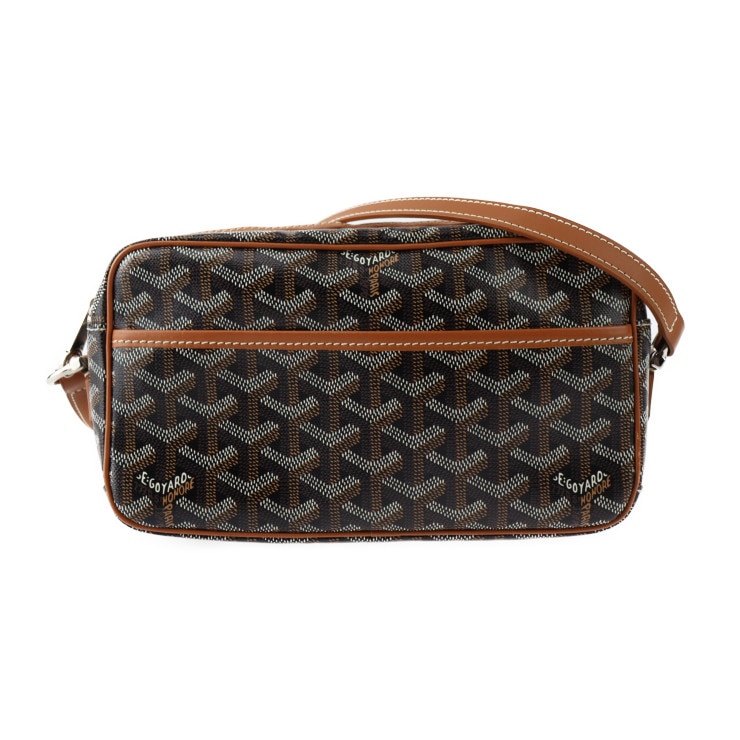 美品 GOYARD ゴヤール ショルダーバッグ - カップヴェールPM PVC レザー ブラック ブラウン シルバー金具 クロスボディ ポシェット ポーチ 本物保証 中古