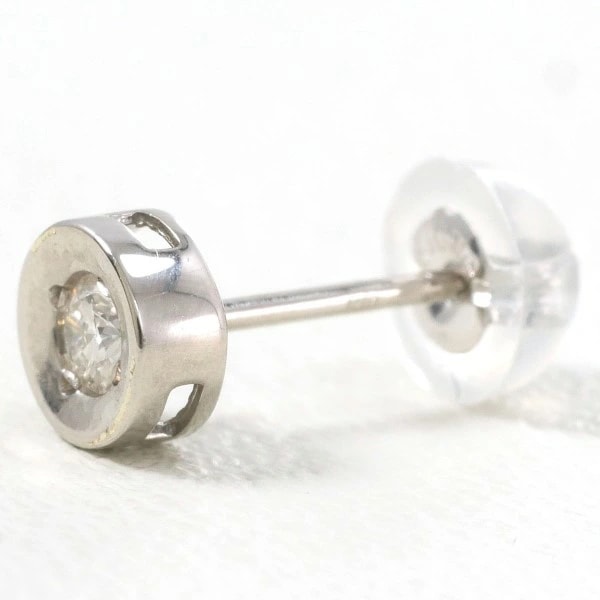 K10 10金 WG ホワイトゴールド ピアス(片耳) ダイヤ 0.05 ジュエリー 中古