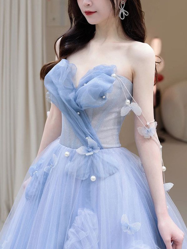 スカート 2024 ブルー スーパー 誕生日パーティー ブ イブニングドレス ホスト