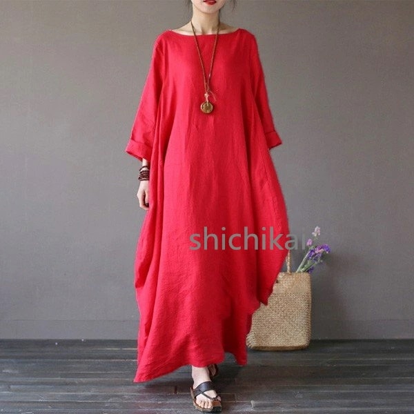 30代 おしゃれ WILLS レディース リネンワンピース マキシ丈 ゆったり きれいめ ホワイトデー 40代 春 体型カバー 夏 THOM 長袖3