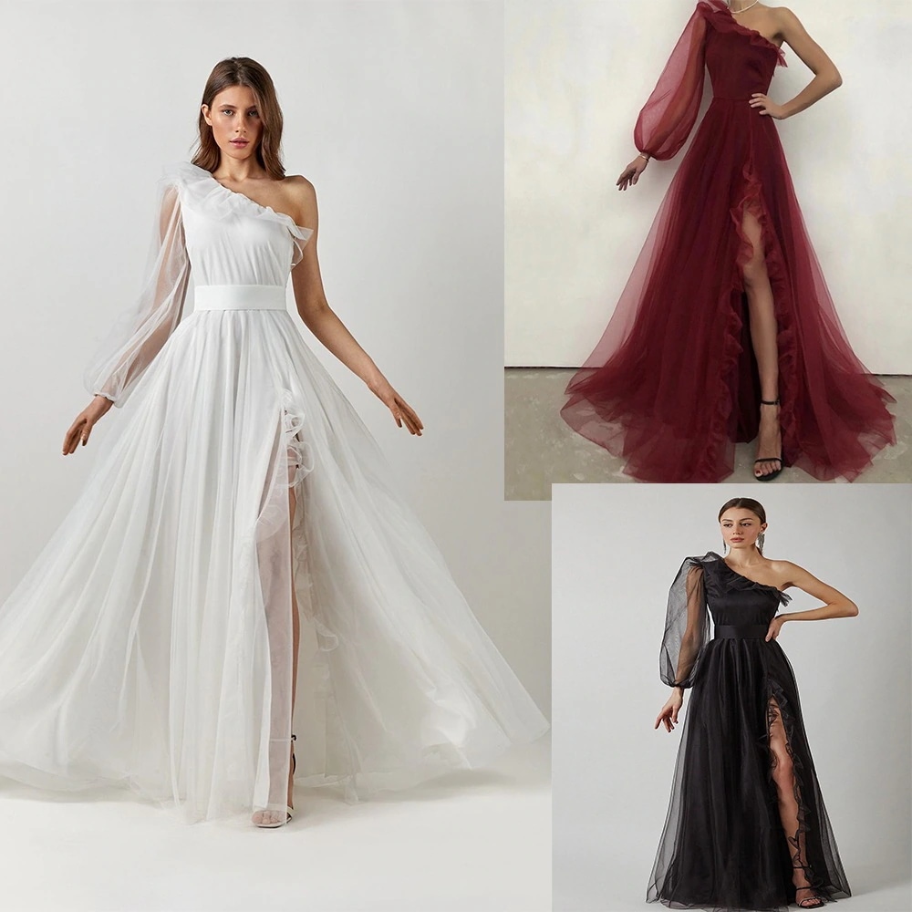 春の新型欧米の長袖のフォークのセクシーな司会者のシングル肩のショーの宴会のタキシード