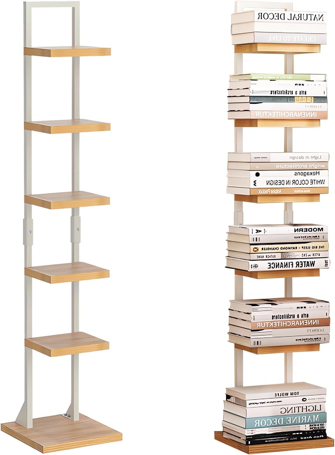 LeYoi 本棚 ブックタワー ブックシェルフ タワー 大容量 収納棚 隙間収納 収納ラック オープンラック シェルフ 木製棚板 スチールフレーム 本棚 おしゃれ 省スペース 組立簡単 書棚 インテリ 5,545円