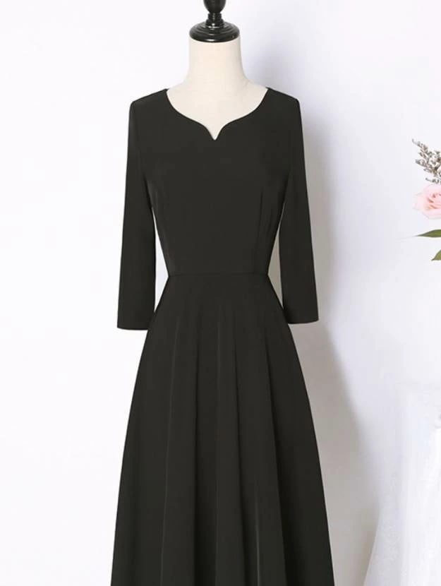 ドレス ミディアム丈 袖あり 7分袖 七分袖 長袖 Vネック 襟なし スリム タイト レギュラー プルオーバー きれいめ 大人 上品 おしゃれ お洒落 かっこいい 大人女子 こなれ感 モダン 主役級 6,142円