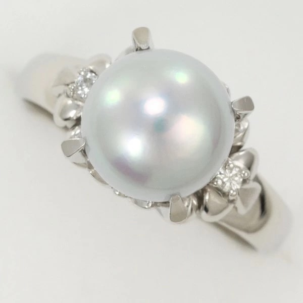 PT900 プラチナ リング 指輪 12号 パール(真珠) 約8.5mm ダイヤ ジュエリー 中古