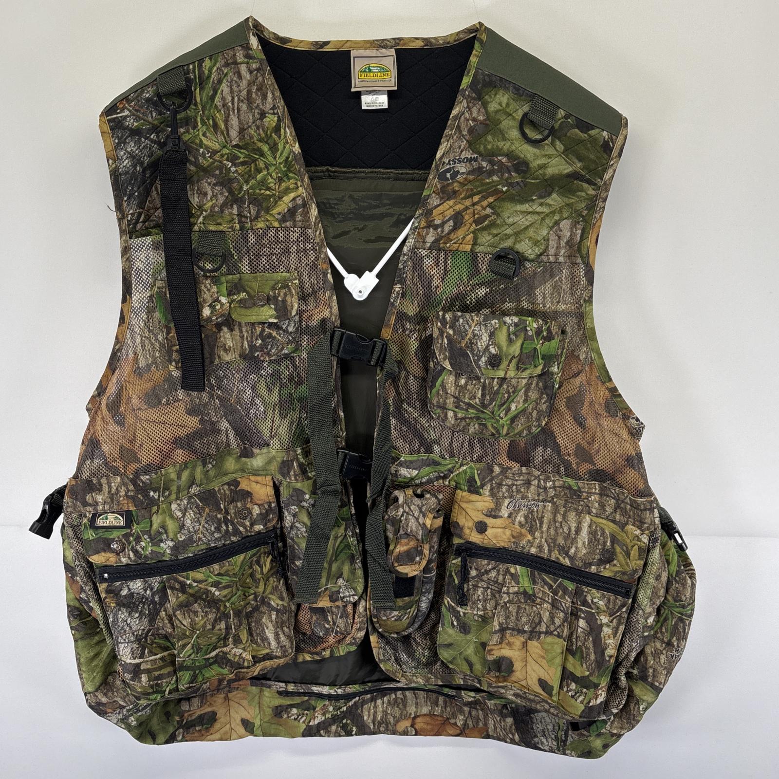 古着 FIELDLINE ハンティングベスト リアルツリーカモフラ メッシュ フィッシングベスト 大きいサイズ XL/2XL グリーン メンズ