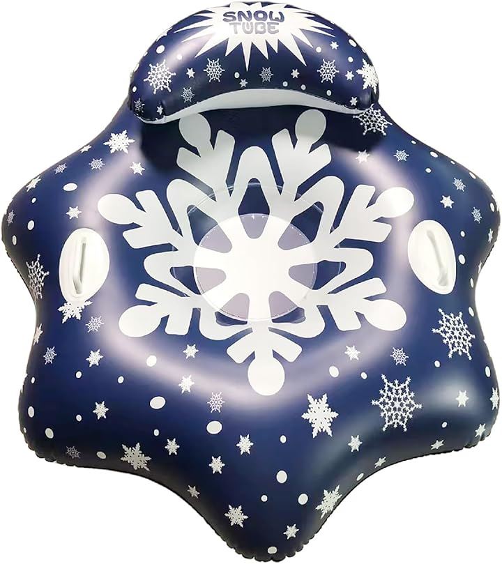スノーチューブ 雪そり ソリ 雪遊び 浮き輪型 ハンドル付き スキー用品 スポーツ エアクッション ウインター アウトドア (スノーフレーク)