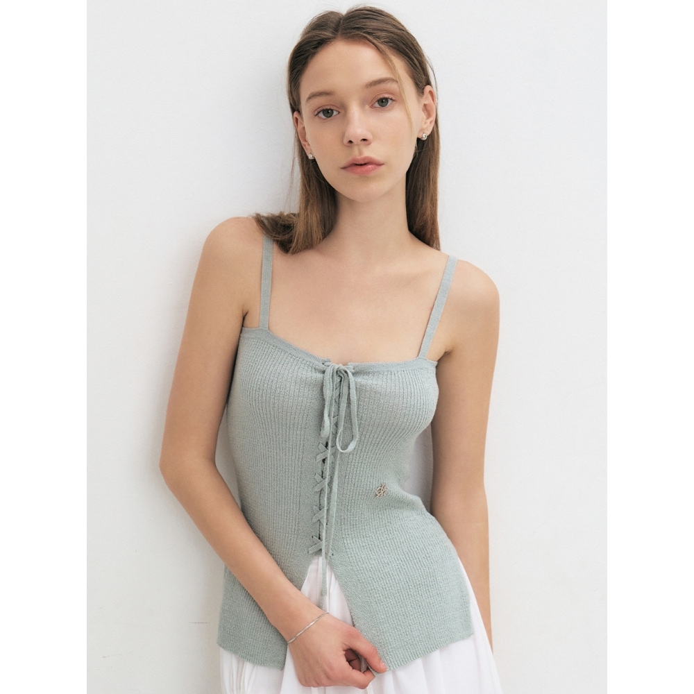 シティブリーズブックルレースアップノースリーブトップミント