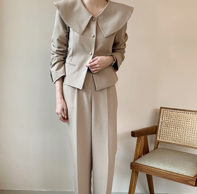 レディース 3カラー セットアップ ジャケット パンツ スーツ ビックカラー ビックラペルセレモニー 6,059円