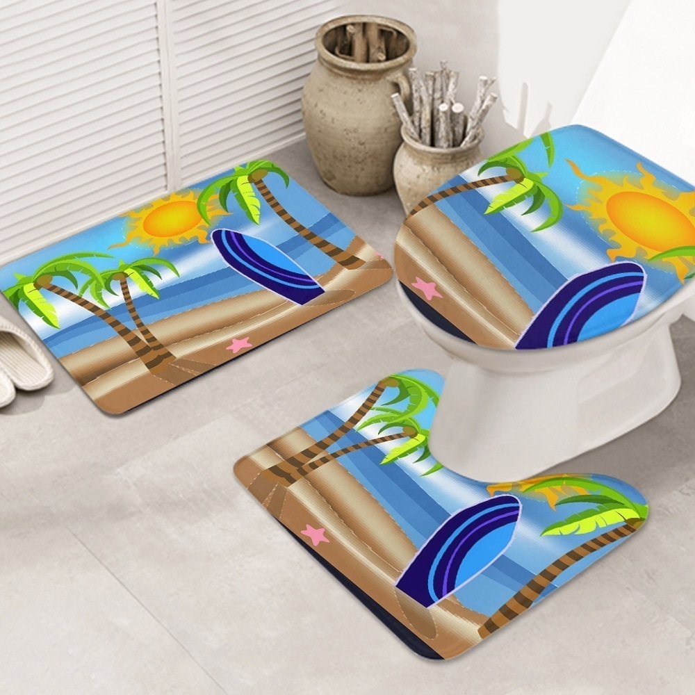 3ピースバスラグセット 夏-beac-background お手入れが簡単 ノンスリップ 耐久性 5,815円