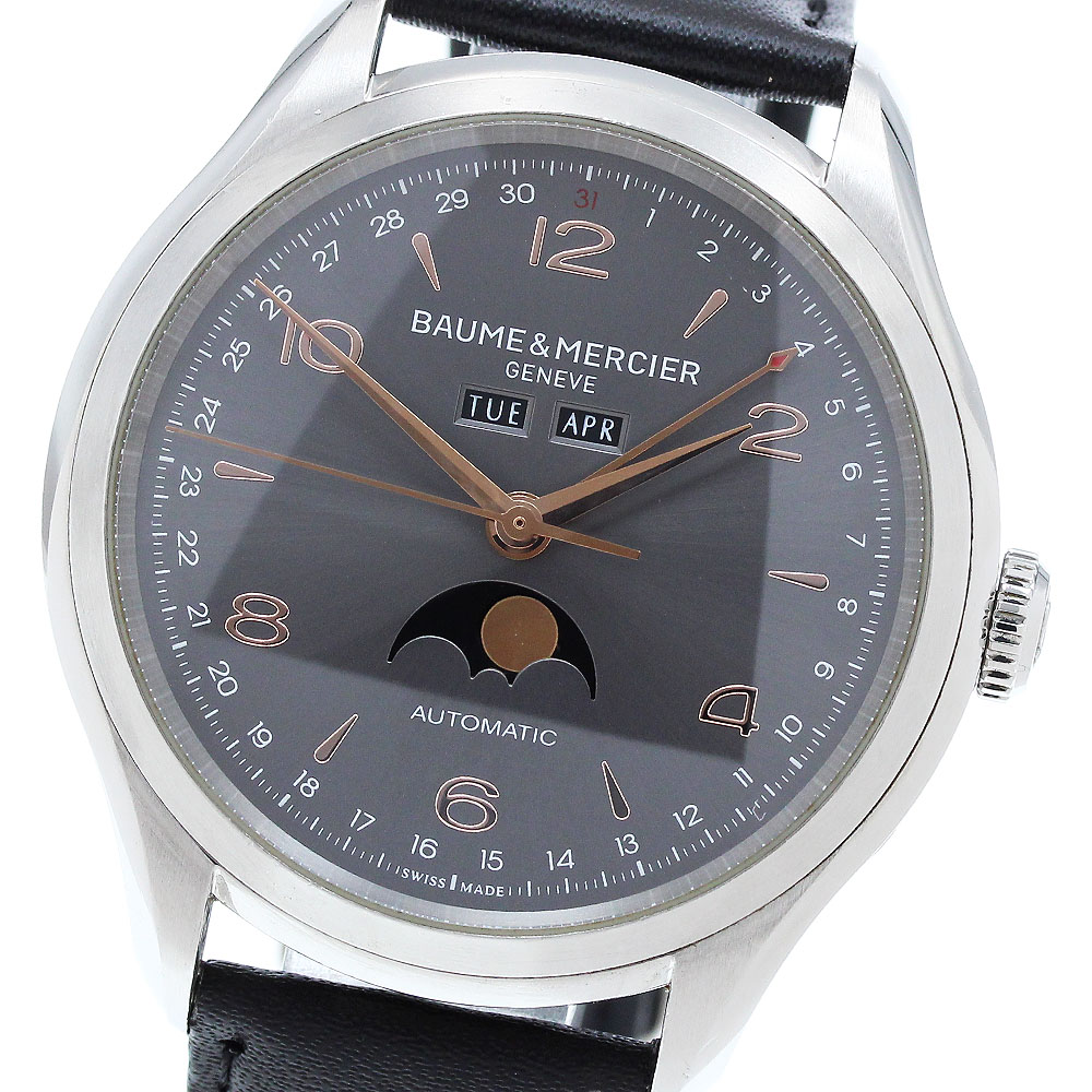 ボーム＆メルシェ Baume & Mercier M0A10213 クリフトン ムーンフェイズ トリプルカレンダー 自動巻き メンズ 保証書付き_906043【中古】