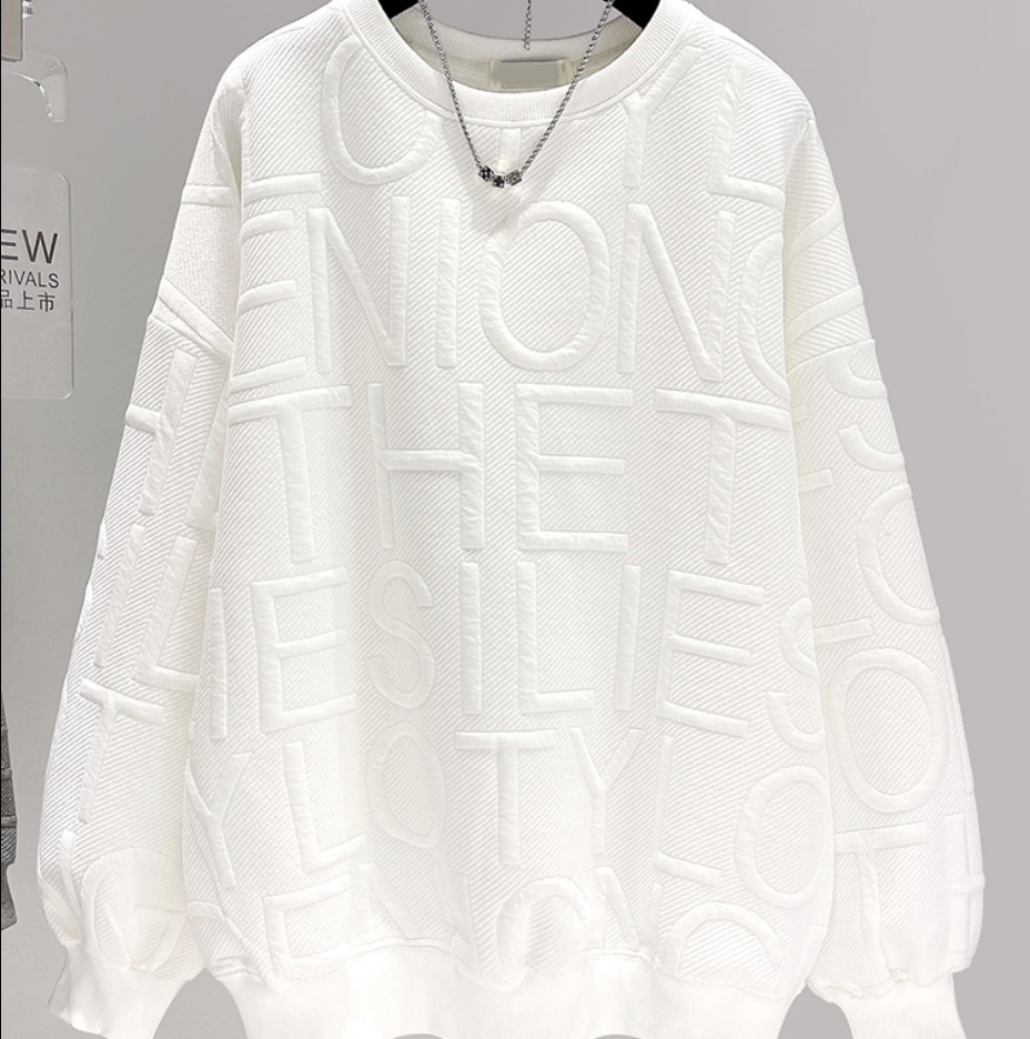 レディース トップス プルオーバー トレーナー ホワイト 袖あり 長袖 かわいい きれいめ ゆる シンプル カジュアル 大人 上品 おしゃれ 主役級 存在感 春 秋 10代 20代 30代 個性的