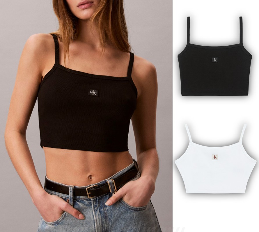 Woven Label Baby Lip Crop Tank (47F221G)