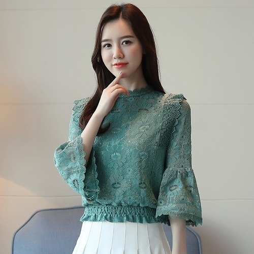 2030.フレアスリーブレーストップス(グリーン)