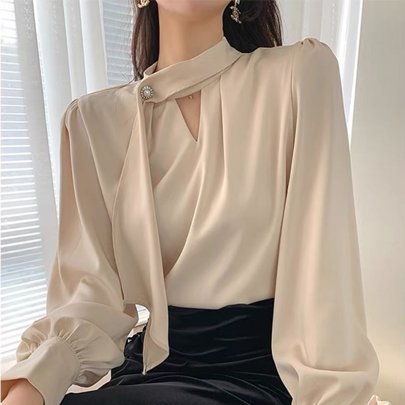 トップス シャツ ブラウス 袖あり 長袖 ラウンドネック ハイネック シフォン リボン 大人可愛い きれいめ シンプル 大人 上品 おしゃれ お洒落 大人女子 こなれ感 ラブリー キュート ガーリー 4,987円
