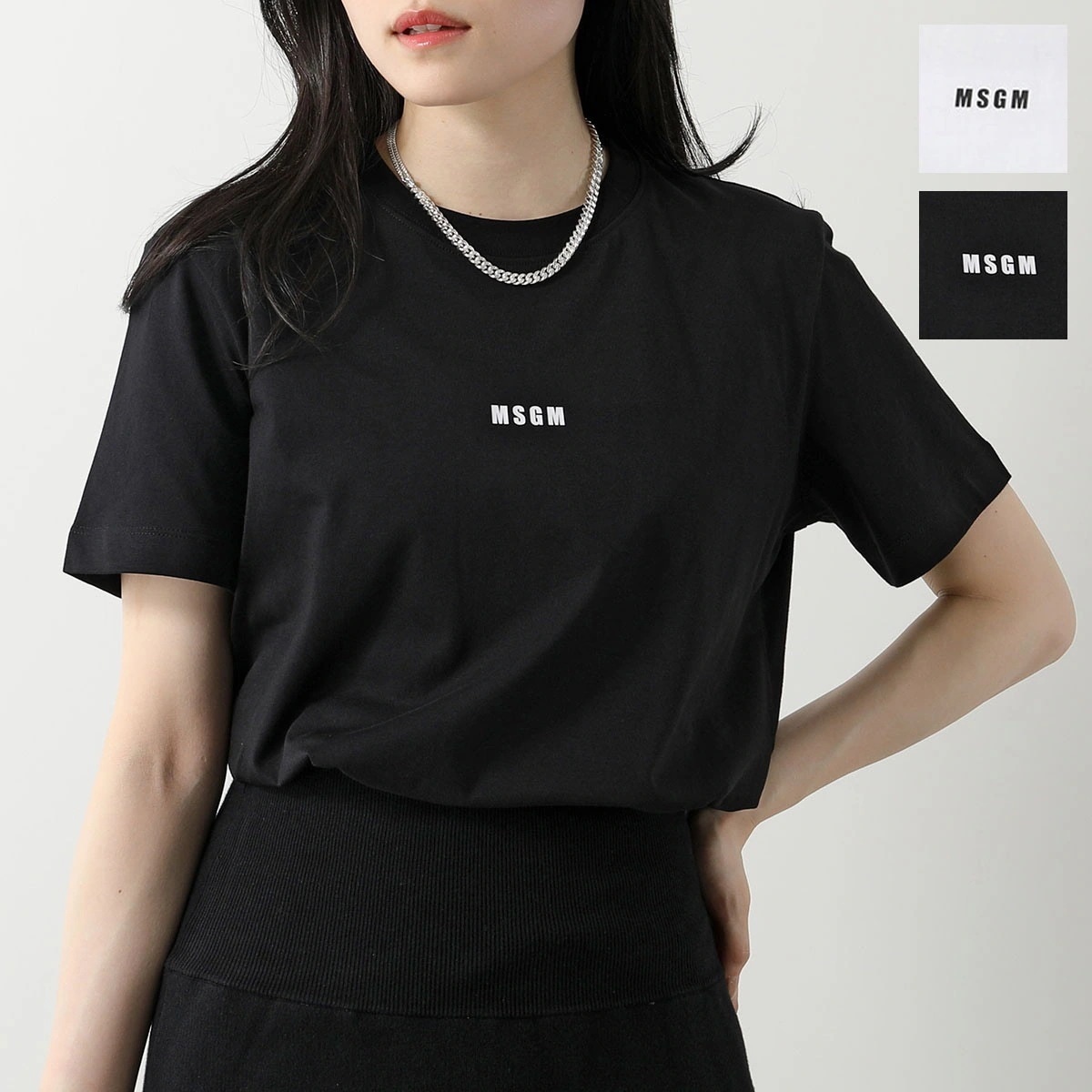 MSGM エムエスジーエム Tシャツ MDM500 レディース 半袖 カットソー クルーネック 丸首 ちびロゴ ロゴT カラー5色 【mega】