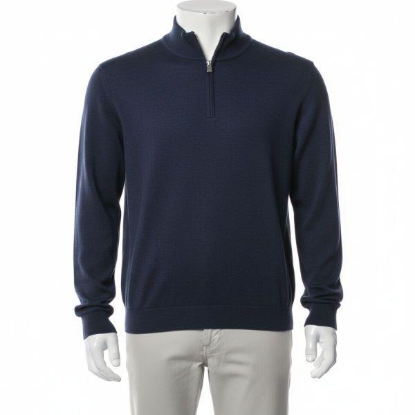 GFORE PLAITED MERINO WOOL QUARTER ZIP SWEATER G4MF23S200-INK 男性用メリノウールクォータージップセーター