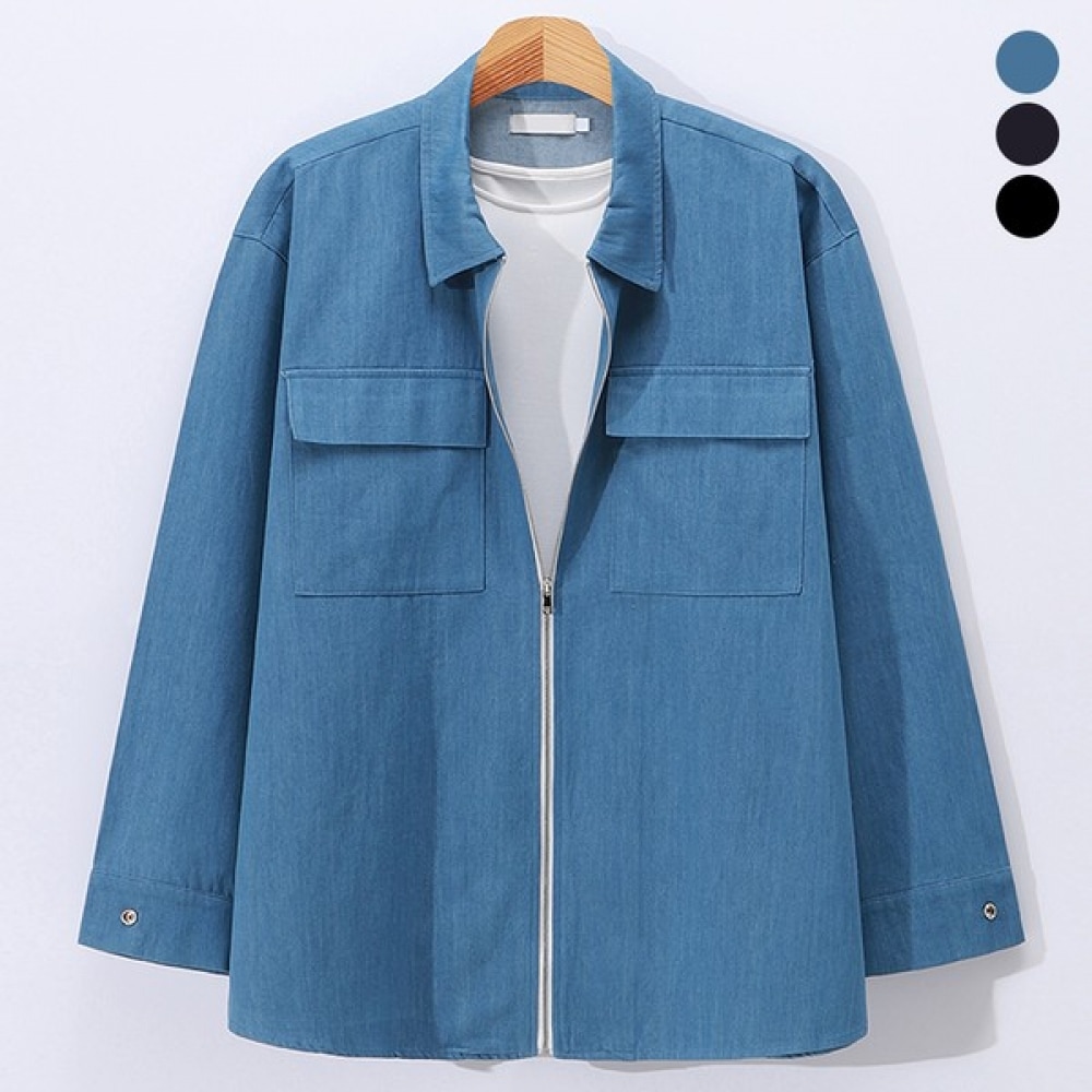 (ジュアンス) オーバーフィットフリップポケットデニムジップアップシャツジャケット DRJP0267