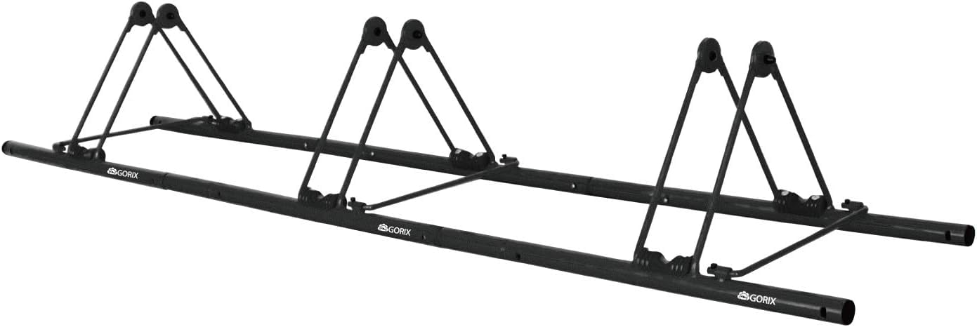 GORIX(ゴリックス) 3台 自転車 スタンド 斜め 強風 転倒防止 斜め置き 3台用 倒れない サイクルスタンド 屋外 電動自転車 収納 サイクルラック GX-319S-3 ブラック