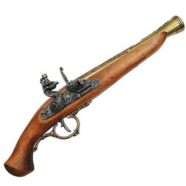 DENIX デニックス 1260/L フリントロック ゴールド 36cm レプリカ 銃 コスプレ リアル 小物 模造 フリントロックピストル ドイツ ピストル 拳銃 ミリタリー アーミー