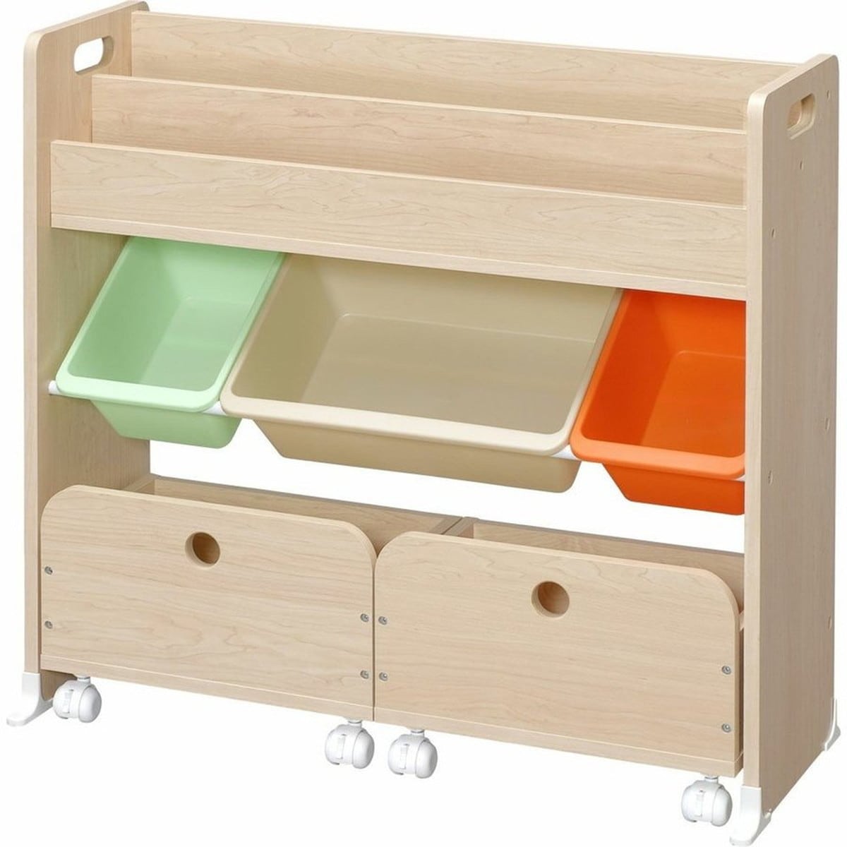 おもちゃ箱 キャロット 幅85.6×奥行34.7×高さ79.8cm トイハウスラック 収納カート付き STHR-13