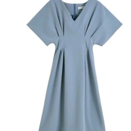 シンプル半袖ロングワンピース ワンピース ロング丈 半袖 Vネック Aライン 綿 お得 爽やか 大人