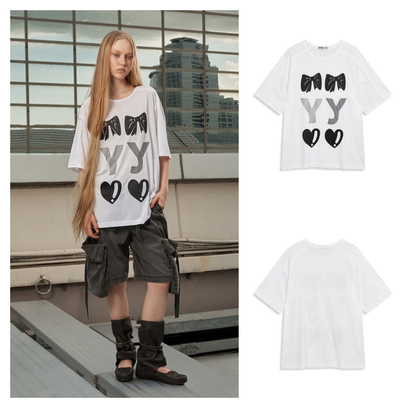【OPEN Yy】 RIBBON YY T-SHIRT : WHITE