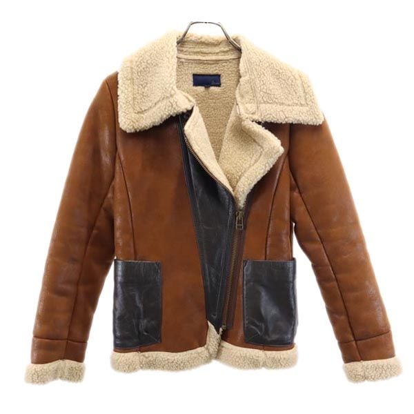 長袖 ムートン ダブルライダースジャケット M ブラウン系 レディース