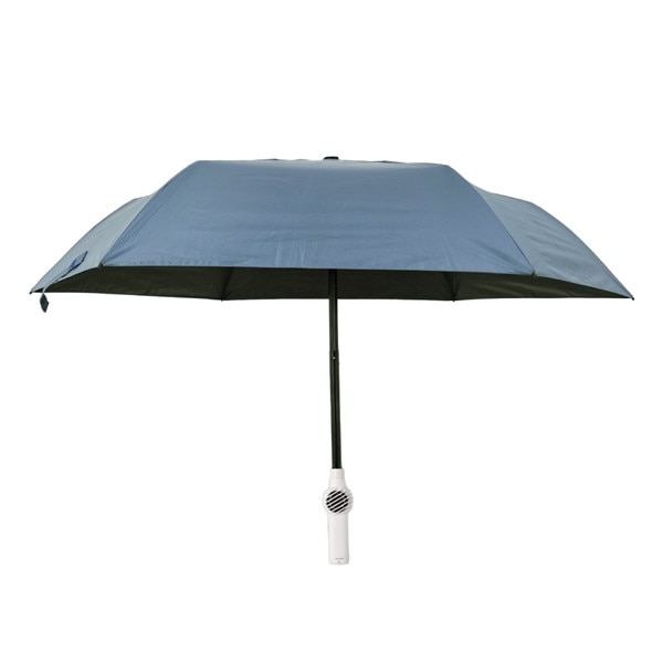 ファンが入った涼しい日傘 ファンブレラPOLE クラシックブルー TKFA25SBL