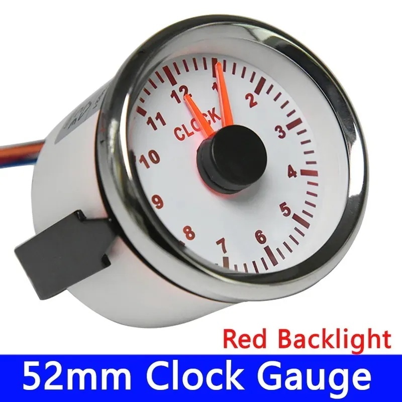 52ミリメートル0-12時間時計ゲージブルーバックライト車時計ユニバーサルマリンボート用トラックヨットバイクポインターアワーメータ9-32v Red Backlight WS