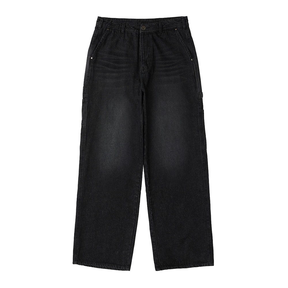 Standard Washing Wide Denim Pants Light Blue