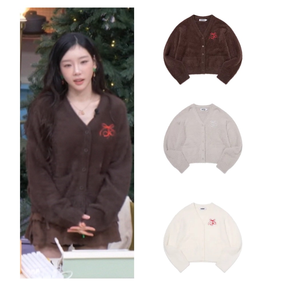 [TAEYEON 着用] RIBBON CHERRY LOOSE FIT HAIRY CARDIGAN 10,643円