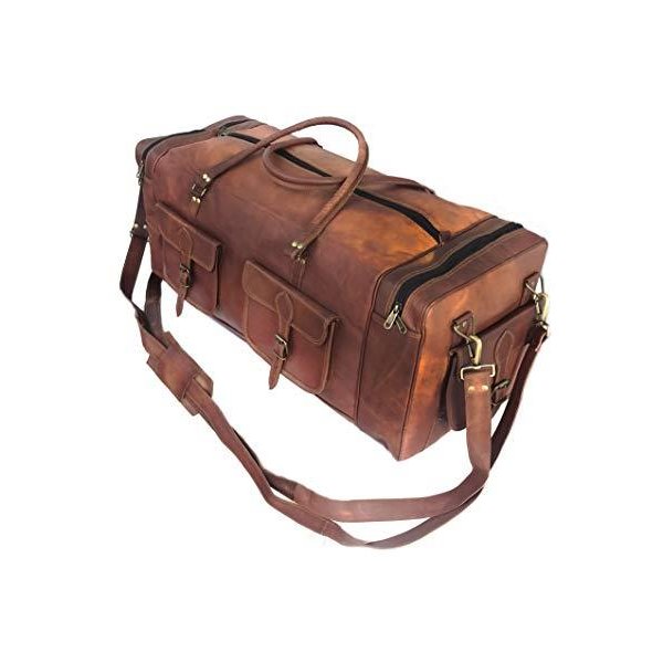 KK s 30 Inch Real Goat Leather Large Handmade， vintage brown， Size 30