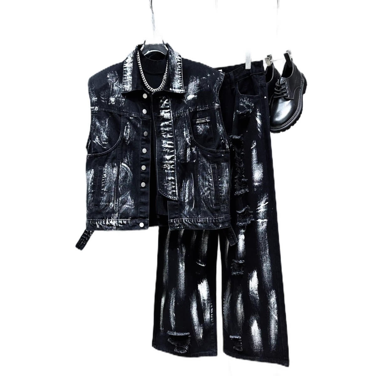 ハイエンドの新しいアメリカンベストジャケットデザインアメリカンデニムスーツメンズトレンド 2222222