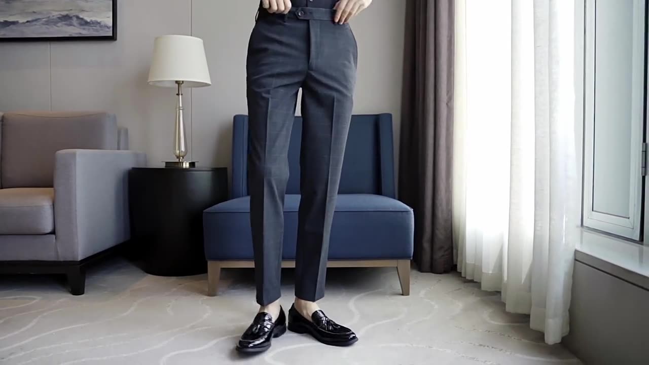 パンツ 秋 新作 チェク スリム ノーアイロン カジュアル