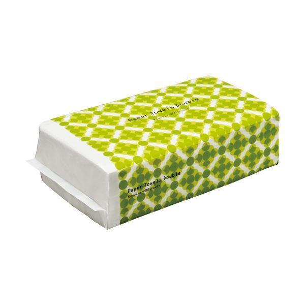 （まとめ） TANOSEE ペーパータオル ダブルタイプ（レギュラー） 200組／パック 1セット（5パック） 5セット