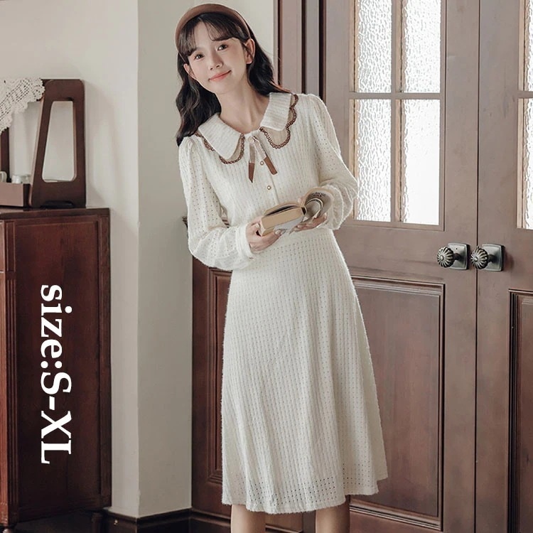 ワンピース レディース 2024 春 長袖 可愛い ロング丈ワンピース オシャレ お洒落 シャツワンピース シフォンワンピース リボン ワンピース 着痩せ ゆったり 20代 30代 40代 きれいめ