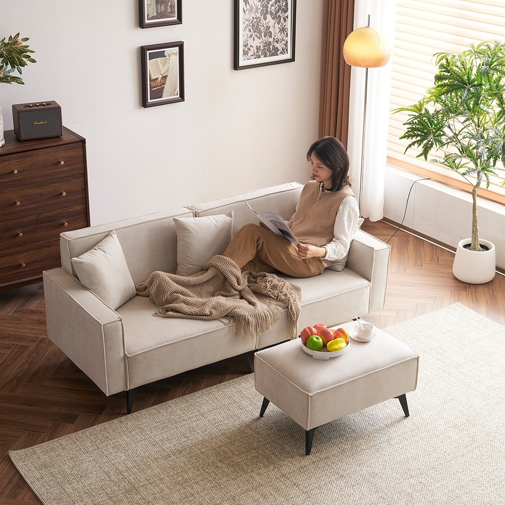 【国内即日発送】ソファー ソファ 3人掛け コンパクト 幅153cm カウチソファー オットマン付き コーナーソファー L字型 リビングソファー ソファーセット ソファセット ファブリック 弾力