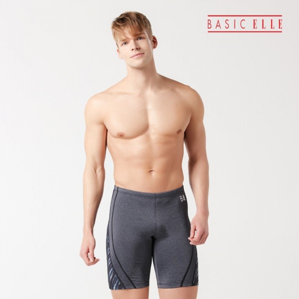 (ベーシックエル) ベーシックエルメンズグレー柄 5パートスクエアインドアスイムスーツ BEZ-W406G