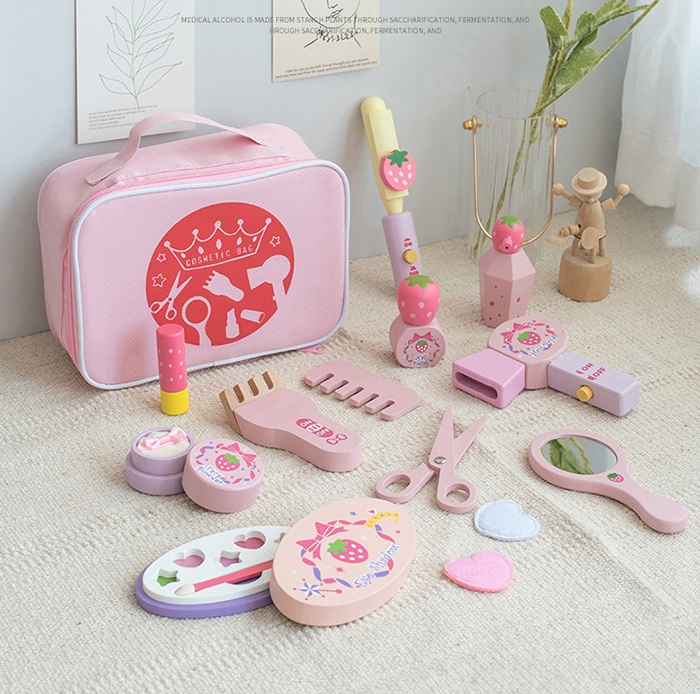 メイク 木製 おもちゃ メイクアップセット お化粧 2歳 3歳 4歳 5歳 女の子 メイクセット キッズ ごっこ遊び 木のおもちゃ 美容師 おもちゃ ままごとセット 木製玩具 子ども 誕生日 こどもの