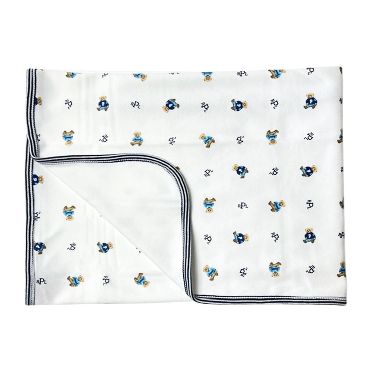 ブランケット おくるみ 薄手 コットン ベア 総柄 ネイビー ギフト お祝い 320552455 001 男の子 女の子 ベビー 赤ちゃん ホワイト+ ブルー+マルチカラー