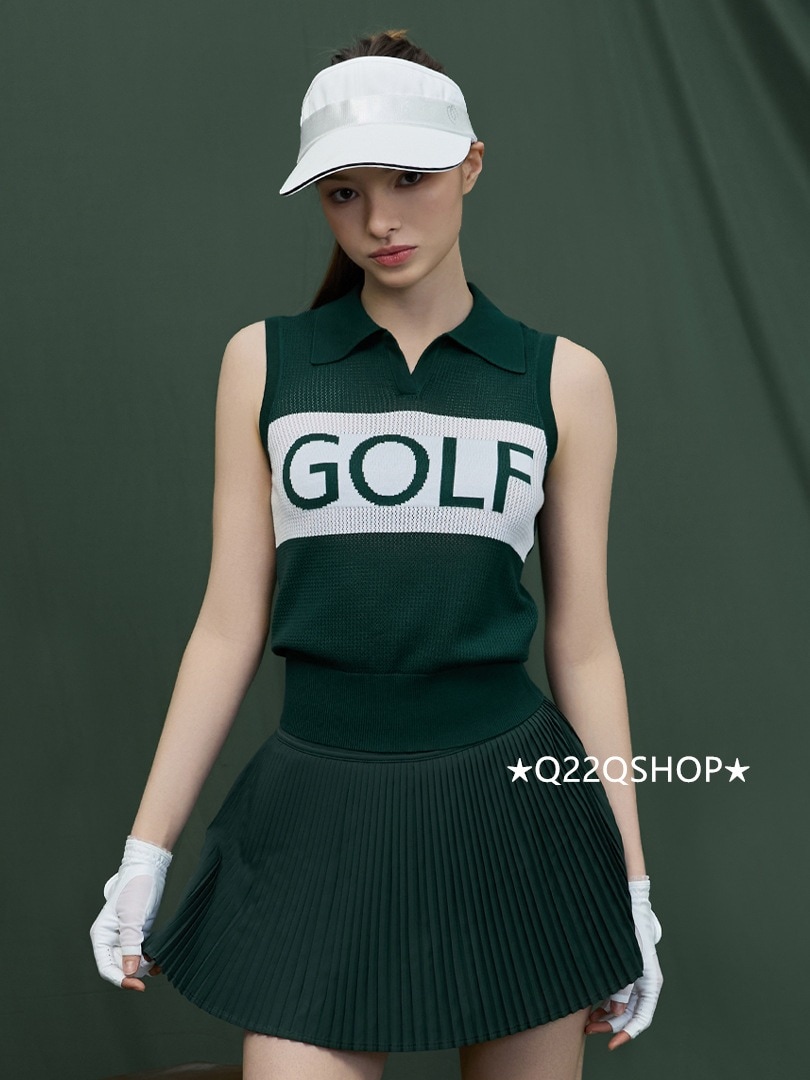 ゴルフウェア 2025 春夏 上下セット レディース 韓国風 緑 poloシャツ 半袖 袖なし Tシャツ スカート リーツスカ 速乾 通気 スポーツウェア テニスウェア 女性 かわいい おしゃれ