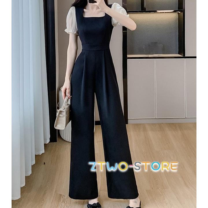 オールインワン パーティードレス かっこいいパンツドレス 大きいサイズ レディース ジャンプスーツ 袖あり 半袖 パンツ ハイウエスト ワイドパンツ 無地 6,153円