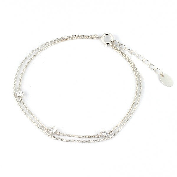 リボン済＆紙袋 ブレスレット 正規品 レディース 2連ブレスレット キュービックジルコニア エターナルシルバー 祝い