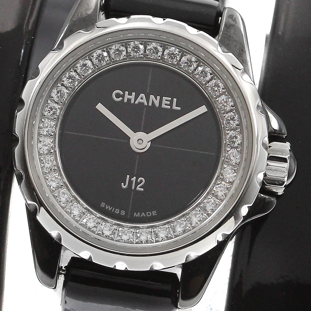 シャネル CHANEL H4665 J12-XS ダイヤモンド 黒セラミック クォーツ レディース 良品 箱・保証書付き_903438【中古】