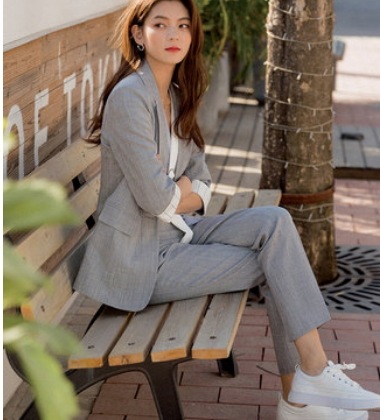 テーラードジャケット＋パンツセット ボトムス アウター セットアップ ストレートパンツ ロング丈 袖あり 長袖 ストレート 爽やか 大人スタイル 大人可愛い きれいめ シンプル カジュアル 大人 上品